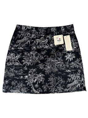 EP Pro Black White Jungle Print Golf Skort 8 Stretch Fabric Active Wear Comfort